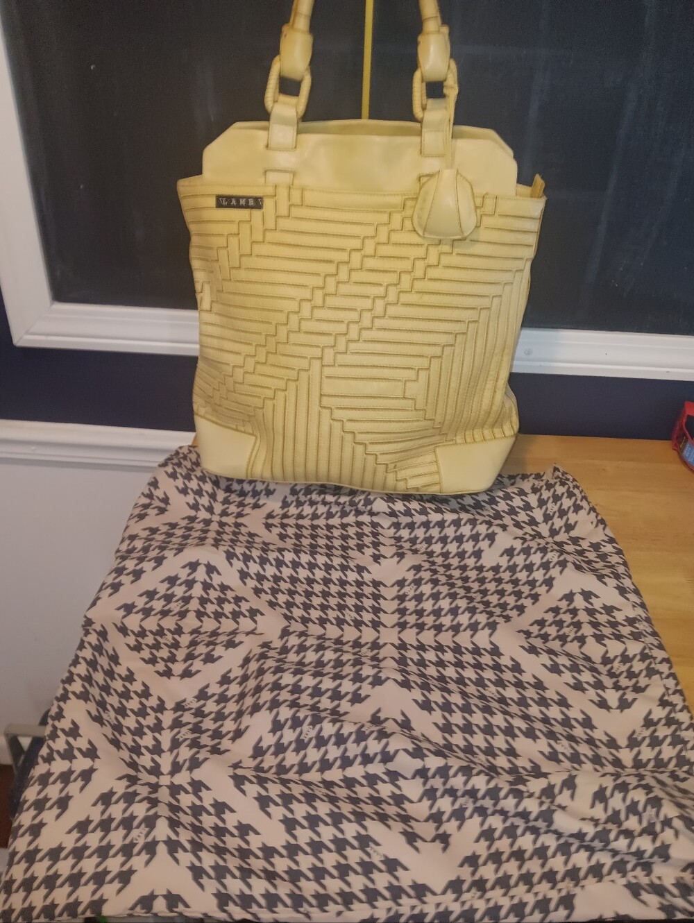 L.A.M.B. Rare Yellow Quilted Leather Tote With Dust Bag